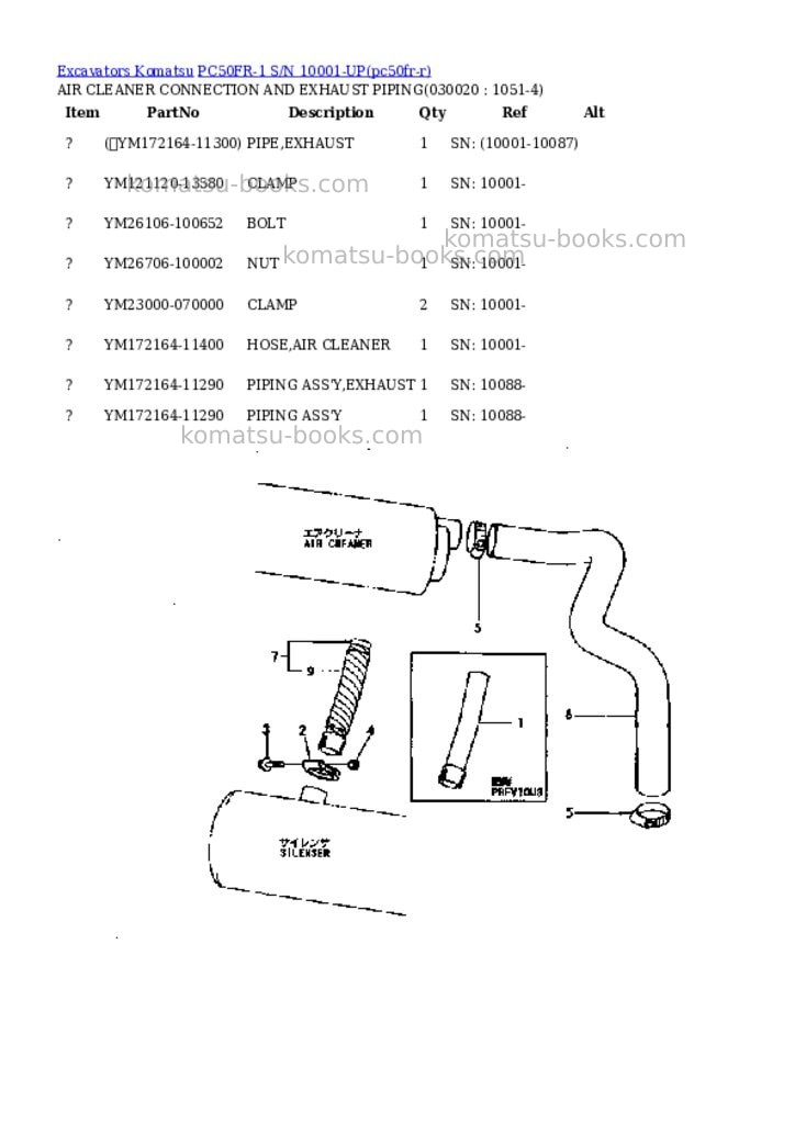 Komatsu pc50fr-1 s/n 10001-up Parts catalog cover Komatsu pc50fr-1 s/n 10001-up Parts catalog cover