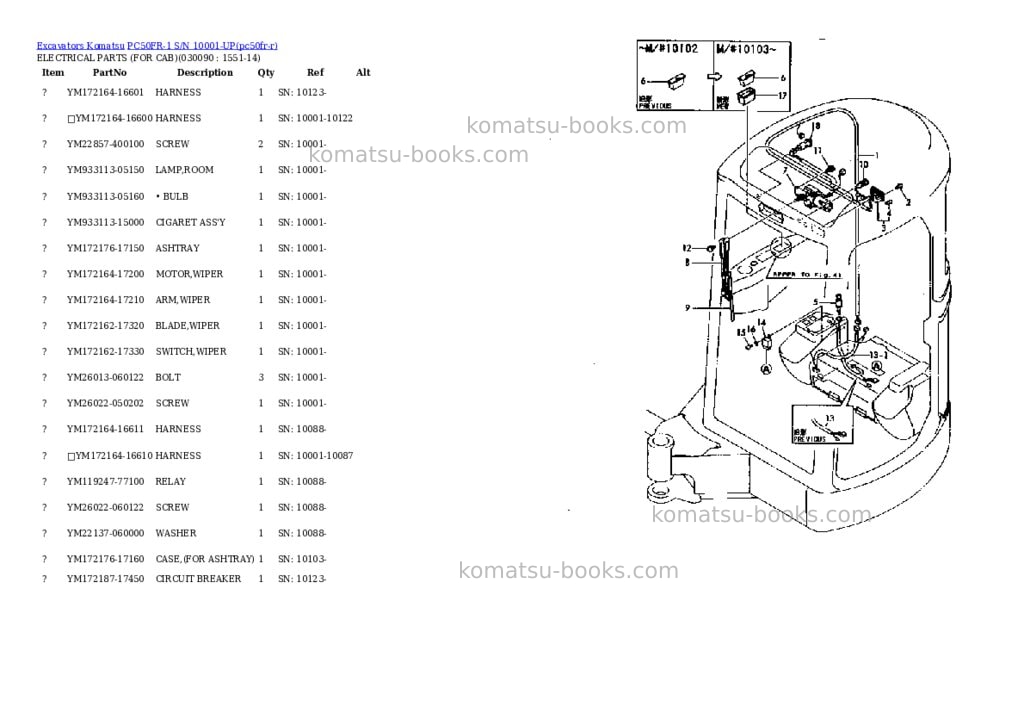 Komatsu pc50fr-1 s/n 10001-up Parts catalog cover Page 8 Komatsu pc50fr-1 s/n 10001-up Parts catalog cover Page 8