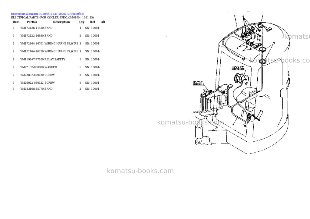 Komatsu pc50fr-1 s/n 10001-up Parts catalog cover Page 9 Komatsu pc50fr-1 s/n 10001-up Parts catalog cover Page 9