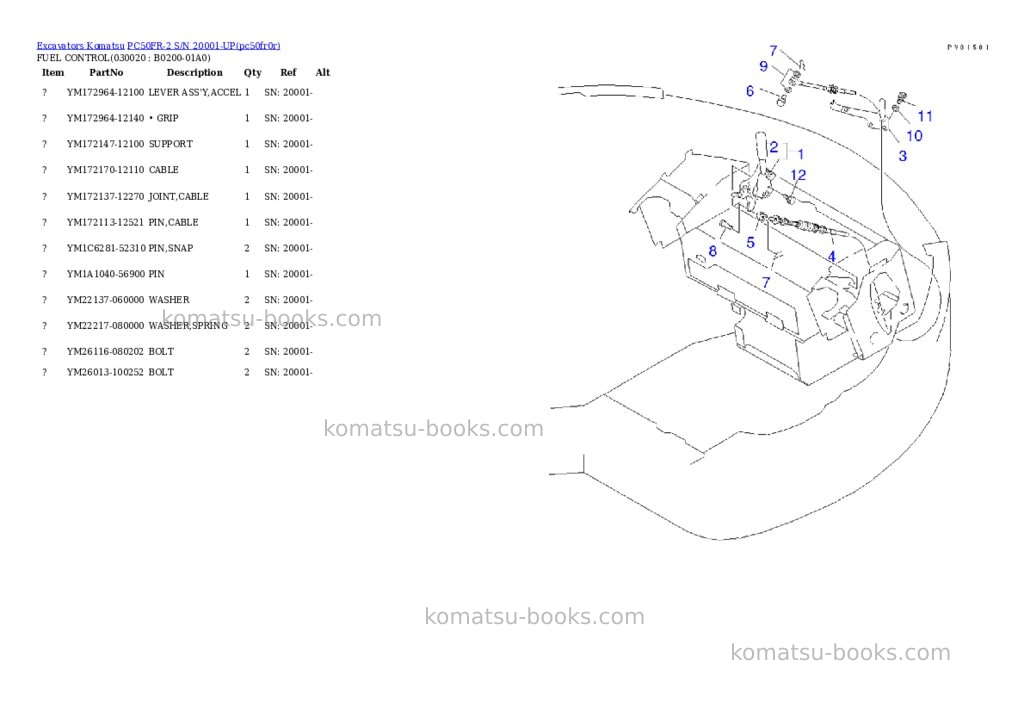 Komatsu pc50fr-2 s/n 20001-up Parts catalog cover Komatsu pc50fr-2 s/n 20001-up Parts catalog cover