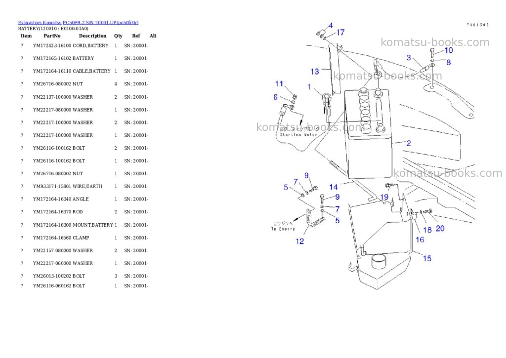 Komatsu pc50fr-2 s/n 20001-up Parts catalog cover Page 5 Komatsu pc50fr-2 s/n 20001-up Parts catalog cover Page 5