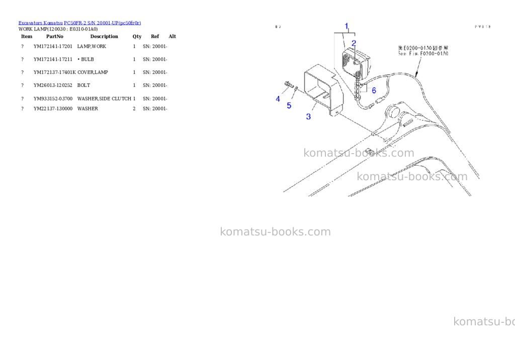 Komatsu pc50fr-2 s/n 20001-up Parts catalog cover Page 7 Komatsu pc50fr-2 s/n 20001-up Parts catalog cover Page 7