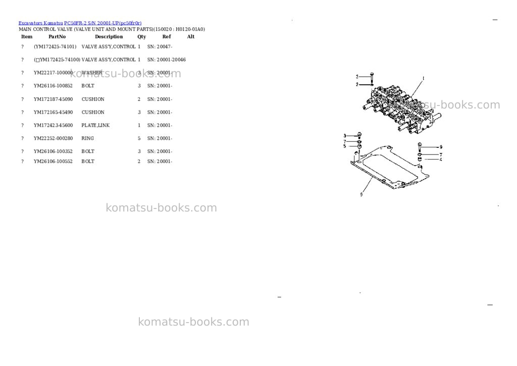 Komatsu pc50fr-2 s/n 20001-up Parts catalog cover Page 9 Komatsu pc50fr-2 s/n 20001-up Parts catalog cover Page 9