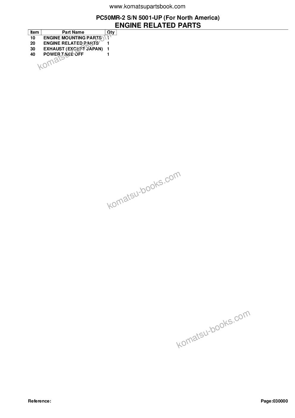 Komatsu PC50MR-2 S/N 5001-UP (For North America) Parts catalog cover Page 2