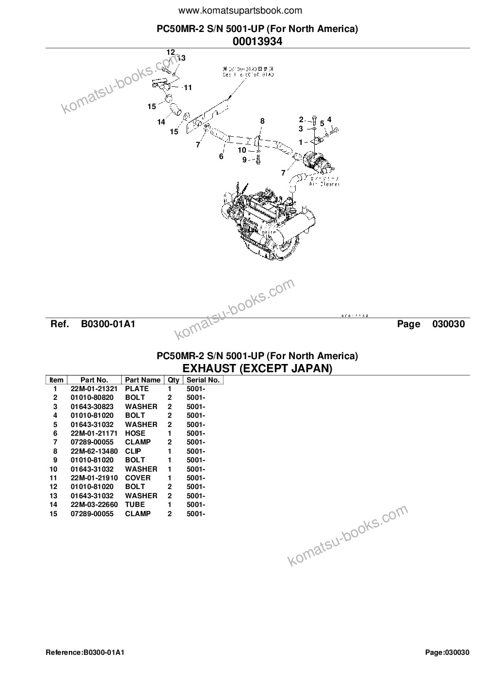 Komatsu PC50MR-2 S/N 5001-UP (For North America) Parts catalog cover Page 5