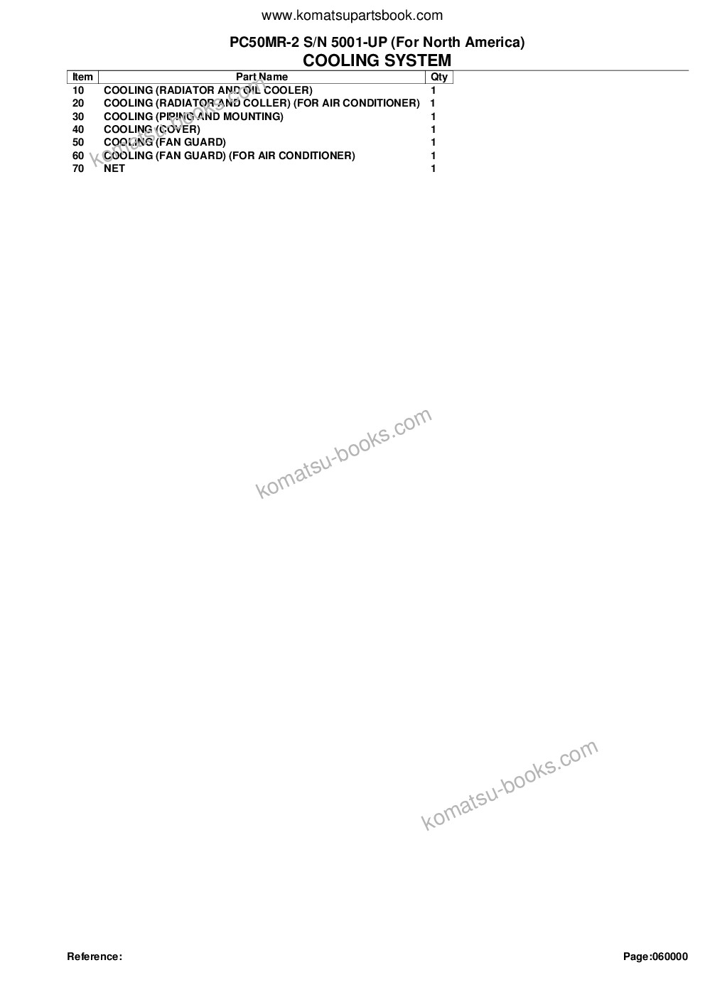 Komatsu PC50MR-2 S/N 5001-UP (For North America) Parts catalog cover Page 7