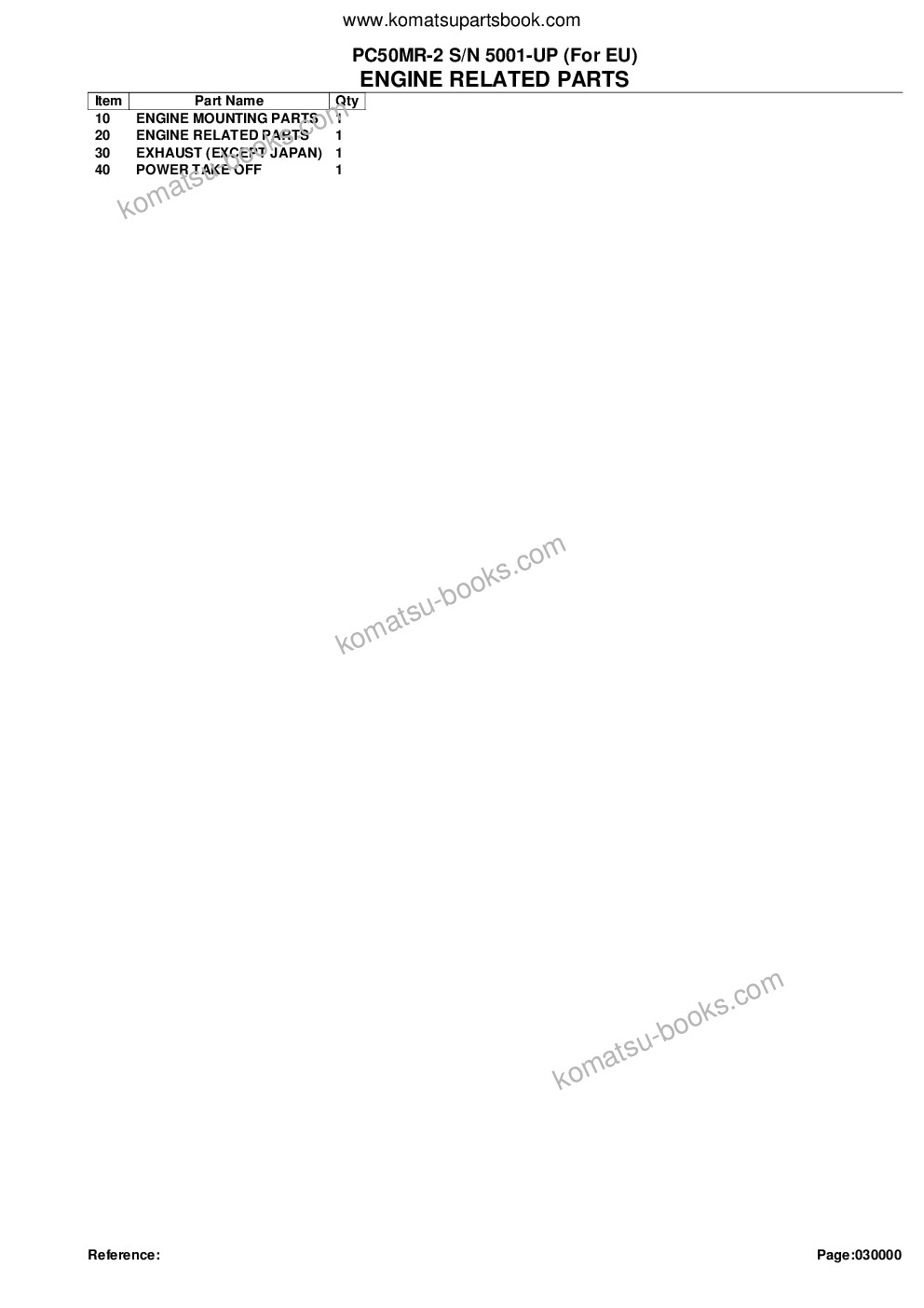 Komatsu PC50MR-2 S/N 5001-UP (For EU) Parts catalog cover Page 2 Komatsu PC50MR-2 S/N 5001-UP (For EU) Parts catalog cover Page 2