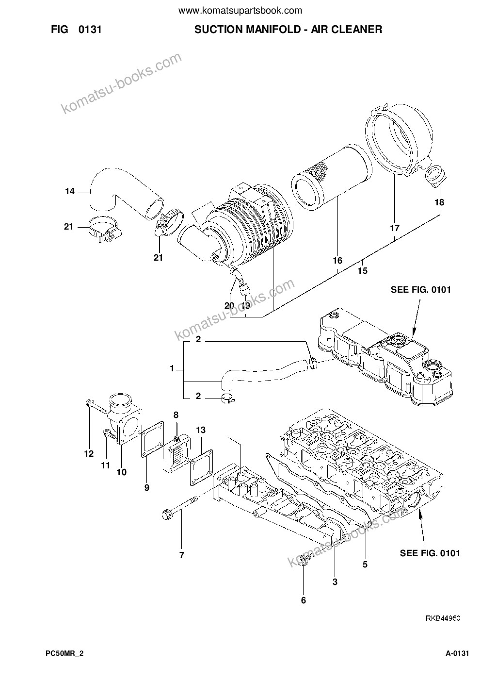 Komatsu pc50mr-2 s/n f00103 and up Parts catalog cover Page 5 Komatsu pc50mr-2 s/n f00103 and up Parts catalog cover Page 5