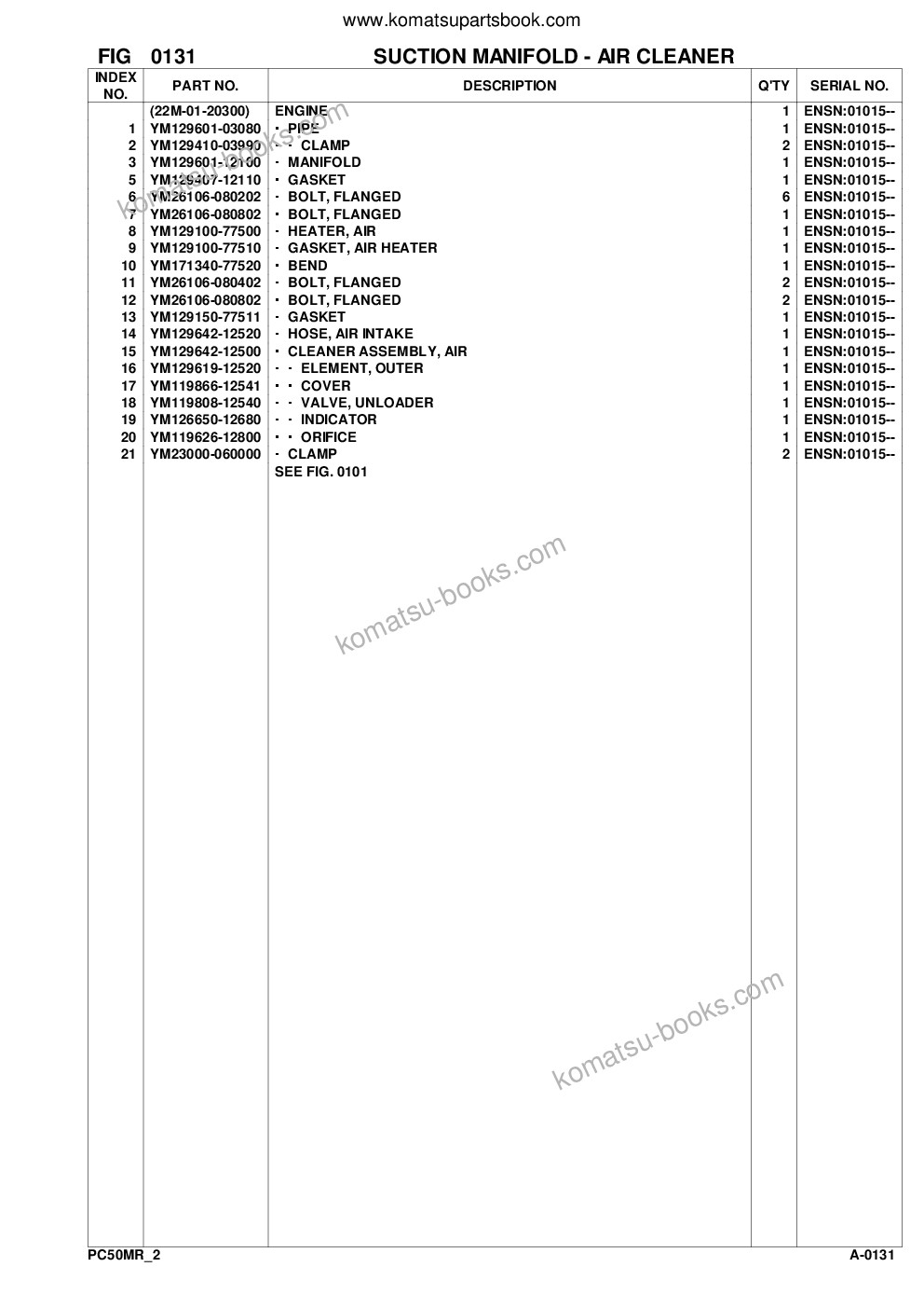 Komatsu pc50mr-2 s/n f00103 and up Parts catalog cover Page 6 Komatsu pc50mr-2 s/n f00103 and up Parts catalog cover Page 6