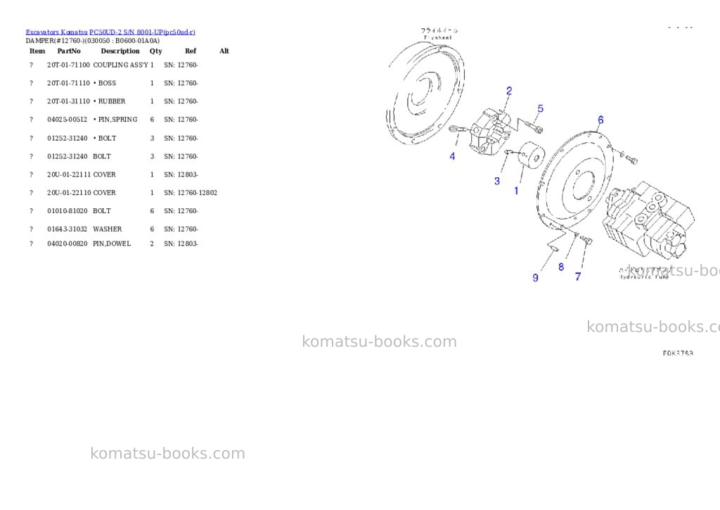 Komatsu pc50ud-2 s/n 8001-up Parts catalog cover Page 4