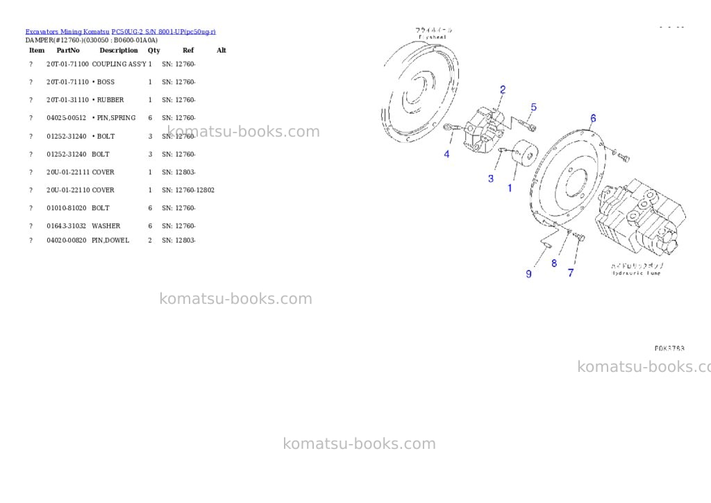 Komatsu pc50ug-2 s/n 8001-up Parts catalog cover Page 4