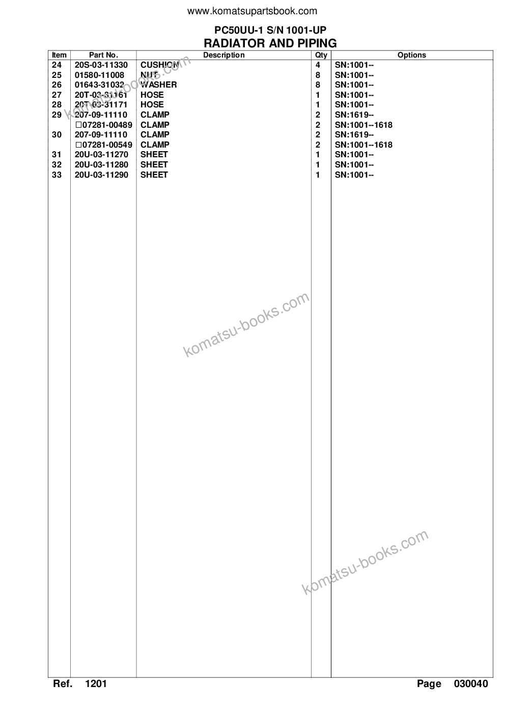Komatsu PC50UU-1 S/N 1001-UP Parts catalog cover Page 7 Komatsu PC50UU-1 S/N 1001-UP Parts catalog cover Page 7