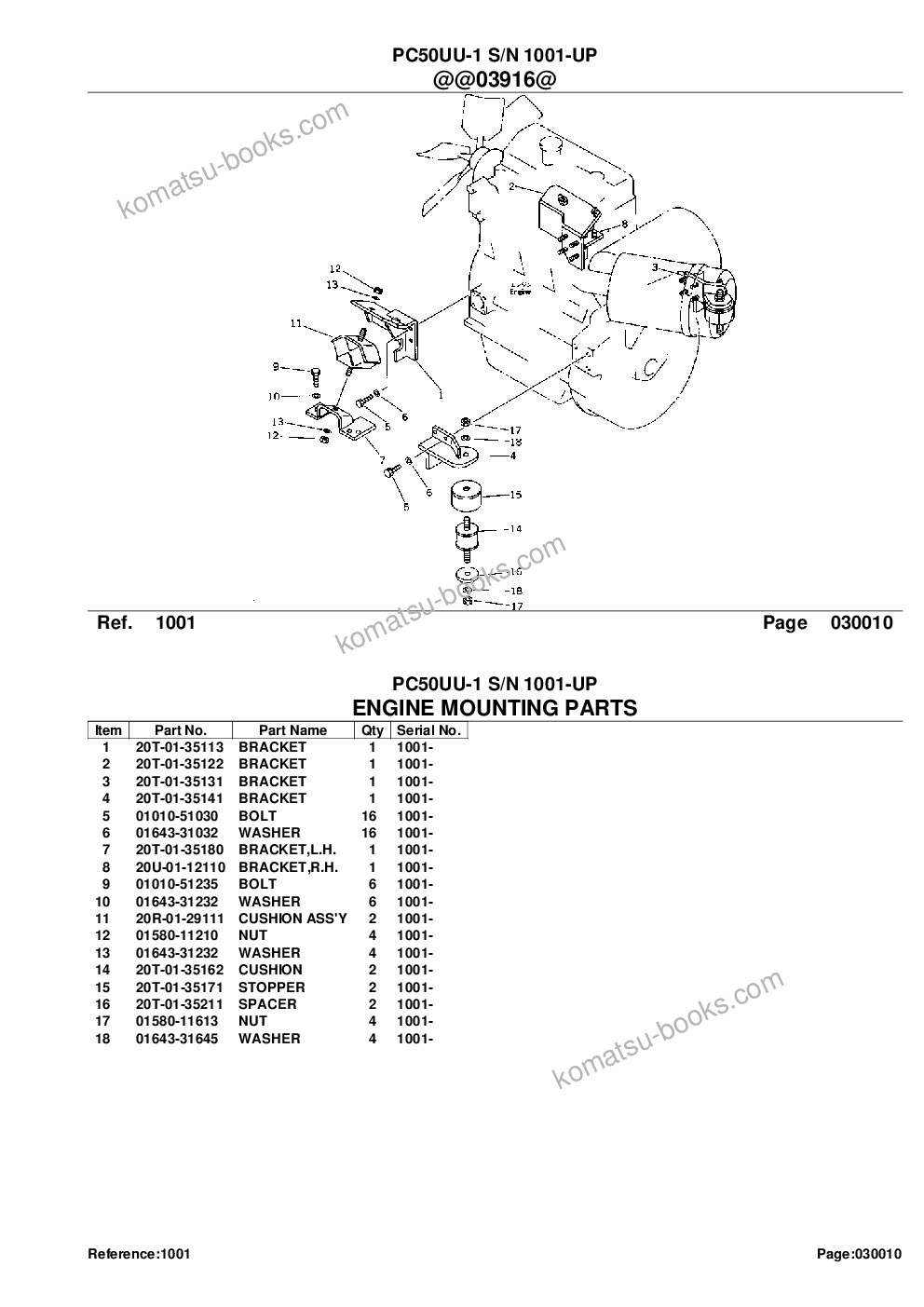Komatsu pc50uu-1 s/n 1001-up Parts catalog cover Page 3 Komatsu pc50uu-1 s/n 1001-up Parts catalog cover Page 3