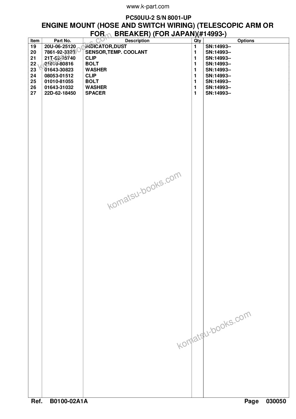Komatsu PC50UU-2 S/N 8001-UP Parts catalog cover Page 10 Komatsu PC50UU-2 S/N 8001-UP Parts catalog cover Page 10