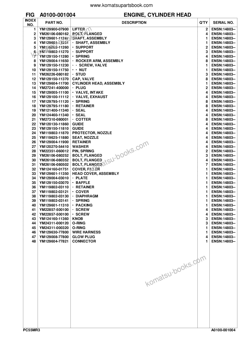 Komatsu pc55mr-3 s/n f30003 and up Parts catalog cover Page 10