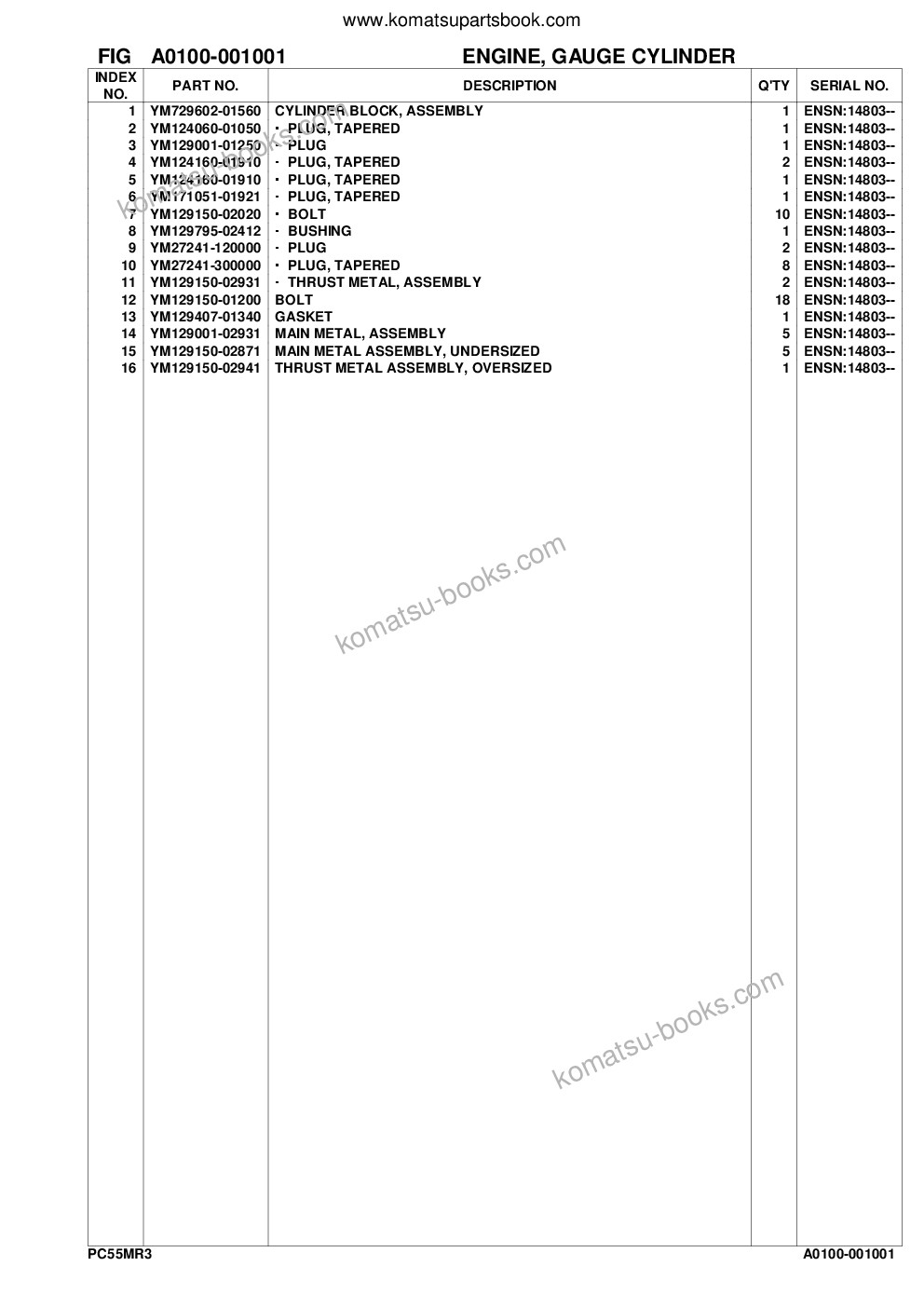 Komatsu pc55mr-3 s/n f30003 and up Parts catalog cover Page 4