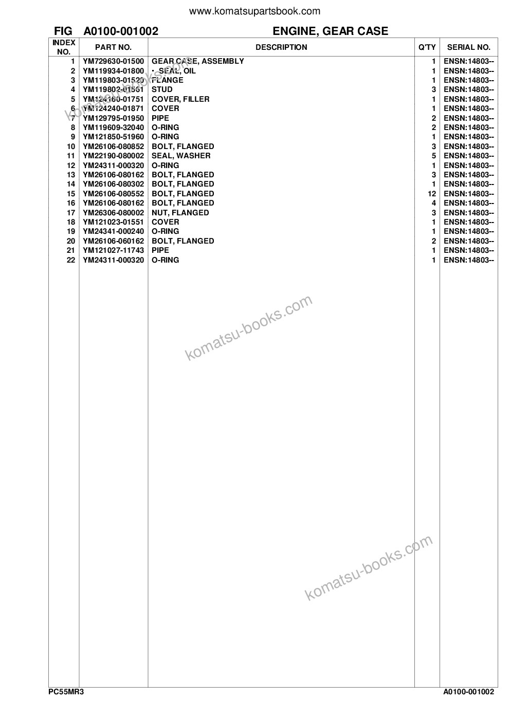 Komatsu pc55mr-3 s/n f30003 and up Parts catalog cover Page 6