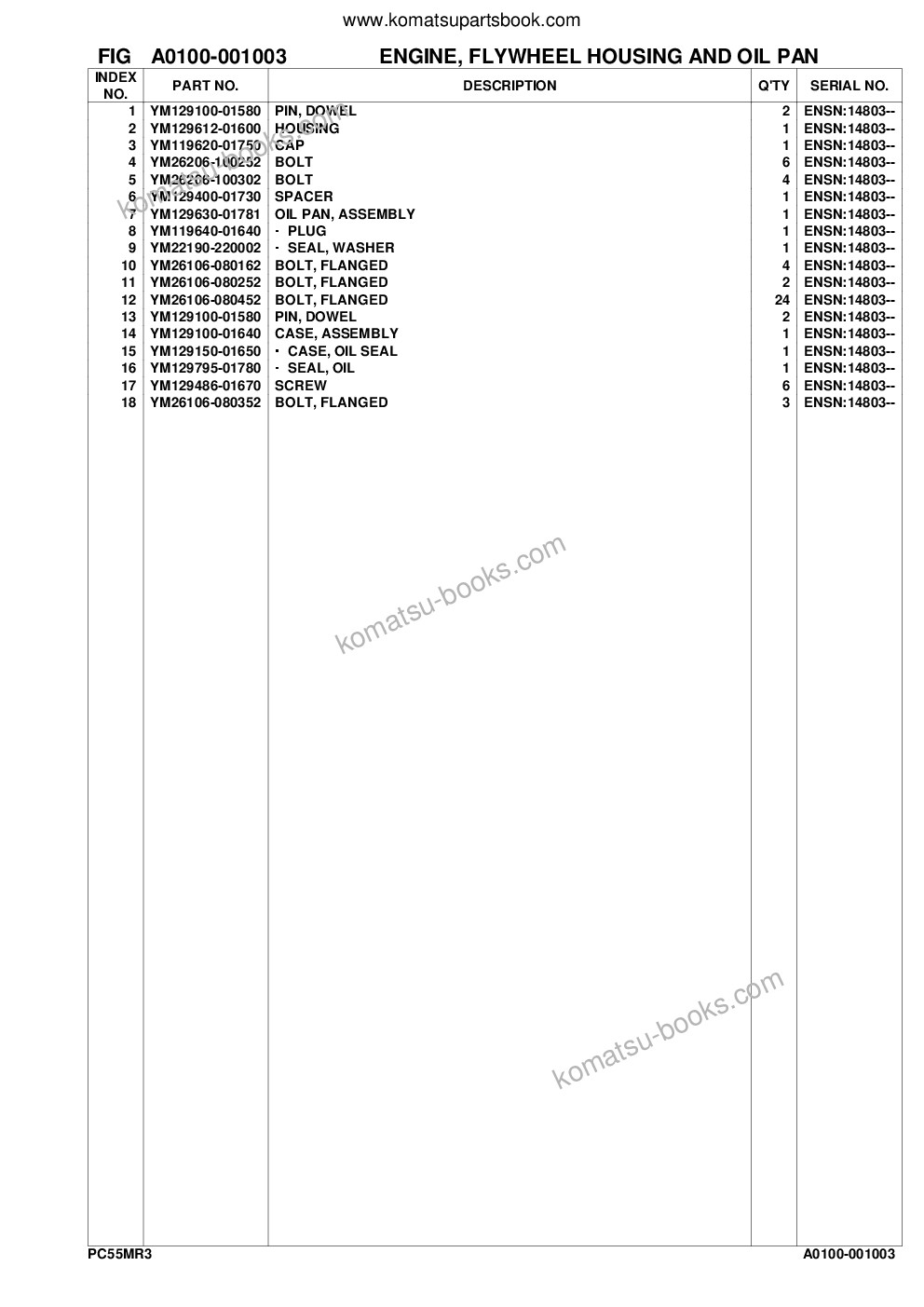 Komatsu pc55mr-3 s/n f30003 and up Parts catalog cover Page 8