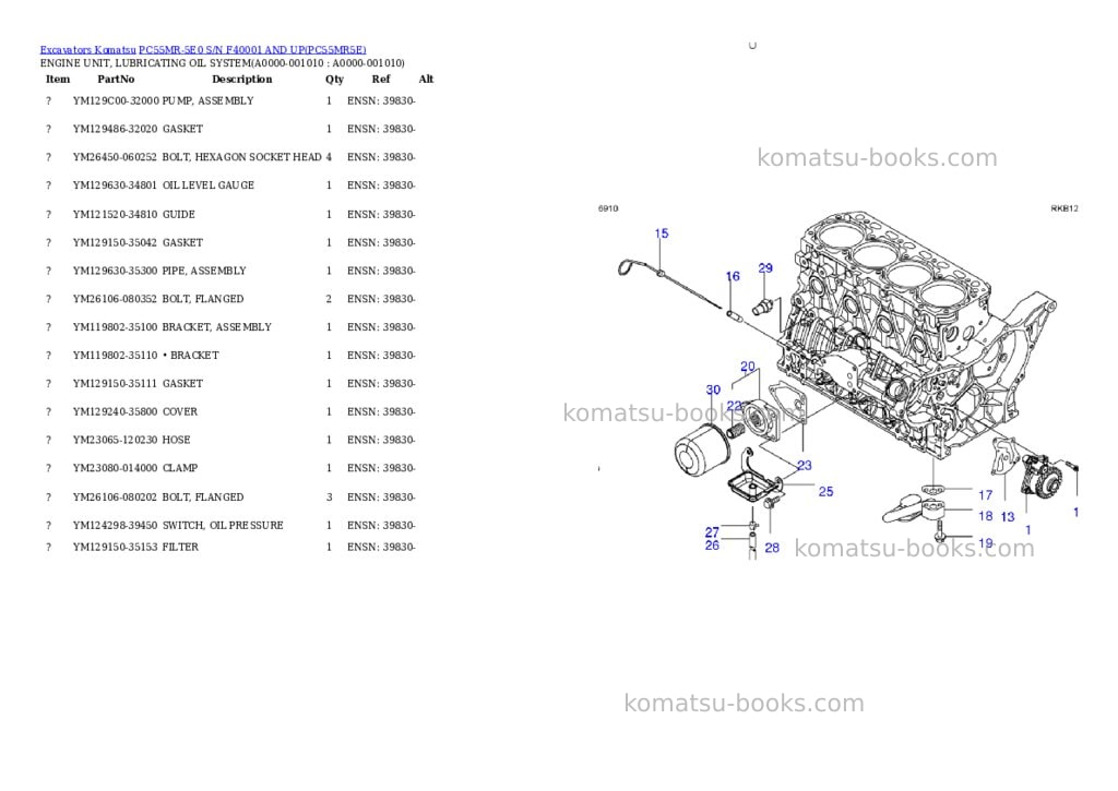 Komatsu PC55MR-5E0 S/N F40001 AND UP Parts catalog cover Page 9