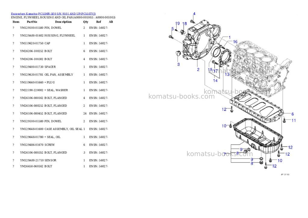 Komatsu PC55MR-5E0 S/N 9101 AND UP Parts catalog cover Page 2