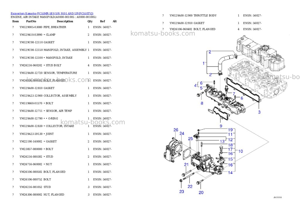 Komatsu PC55MR-5E0 S/N 9101 AND UP Parts catalog cover Page 4