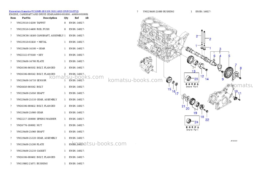Komatsu PC55MR-5E0 S/N 9101 AND UP Parts catalog cover Page 7