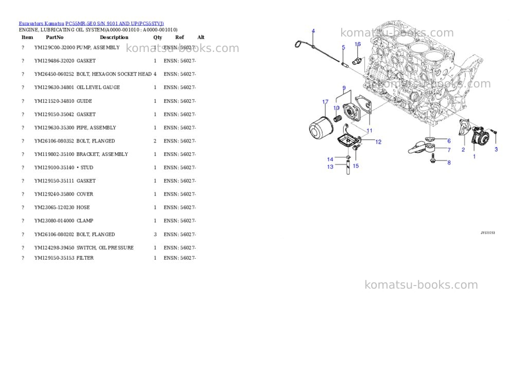 Komatsu PC55MR-5E0 S/N 9101 AND UP Parts catalog cover Page 9