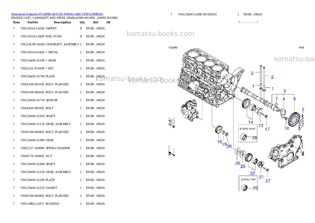 Komatsu PC58MR-5E0 S/N F60001 AND UP Parts catalog cover Page 7