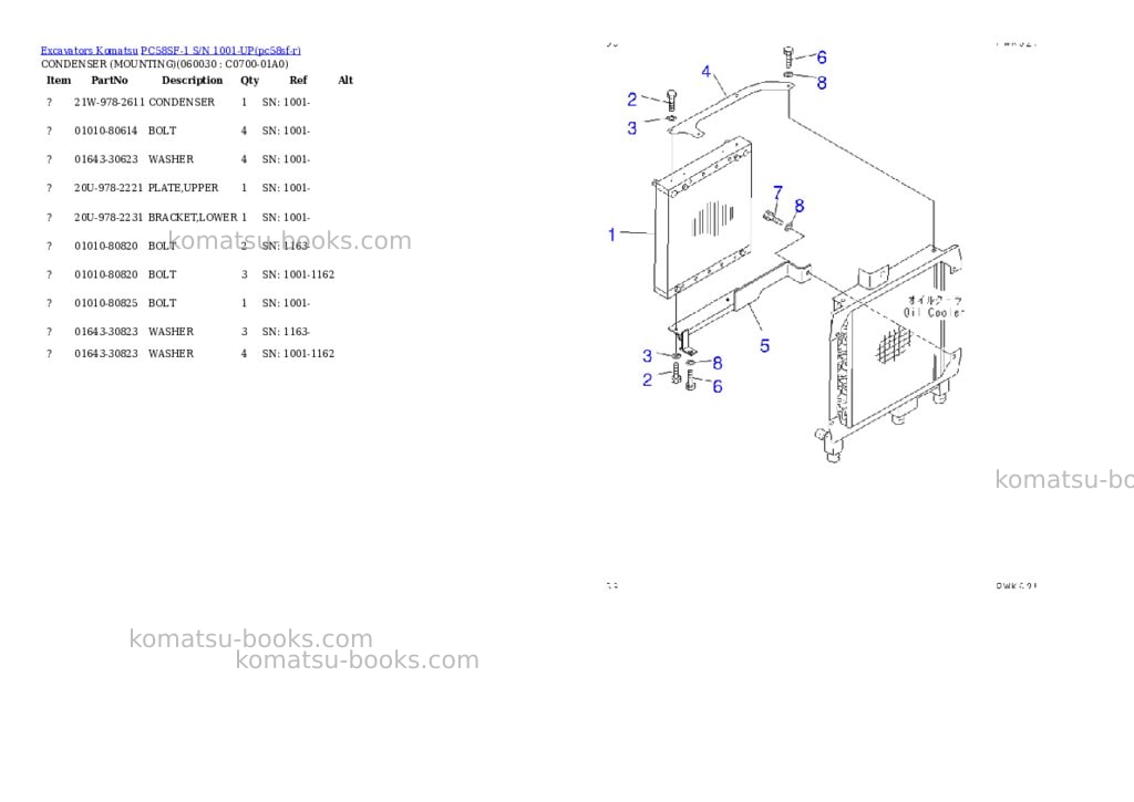 Komatsu pc58sf-1 s/n 1001-up Parts catalog cover Page 7 Komatsu pc58sf-1 s/n 1001-up Parts catalog cover Page 7