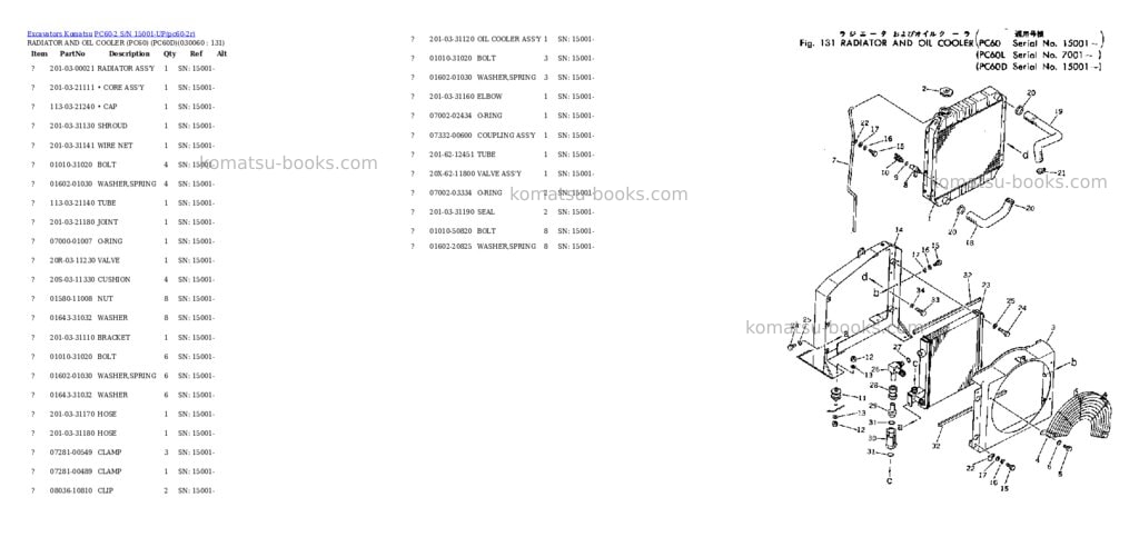 Komatsu PC60-2 S/N 15001-UP Parts catalog cover Page 5