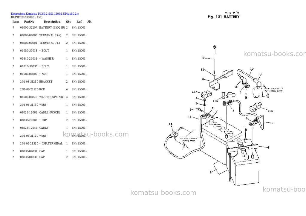 Komatsu PC60-2 S/N 15001-UP Parts catalog cover Page 8