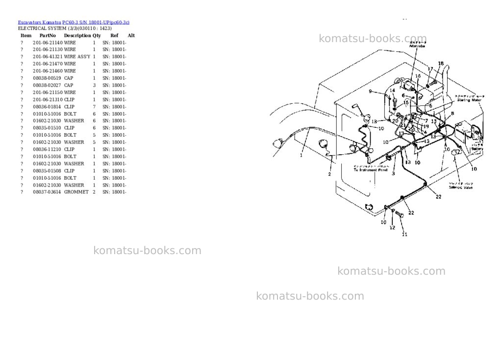 Komatsu pc60-3 s/n 18001-up Parts catalog cover Page 10
