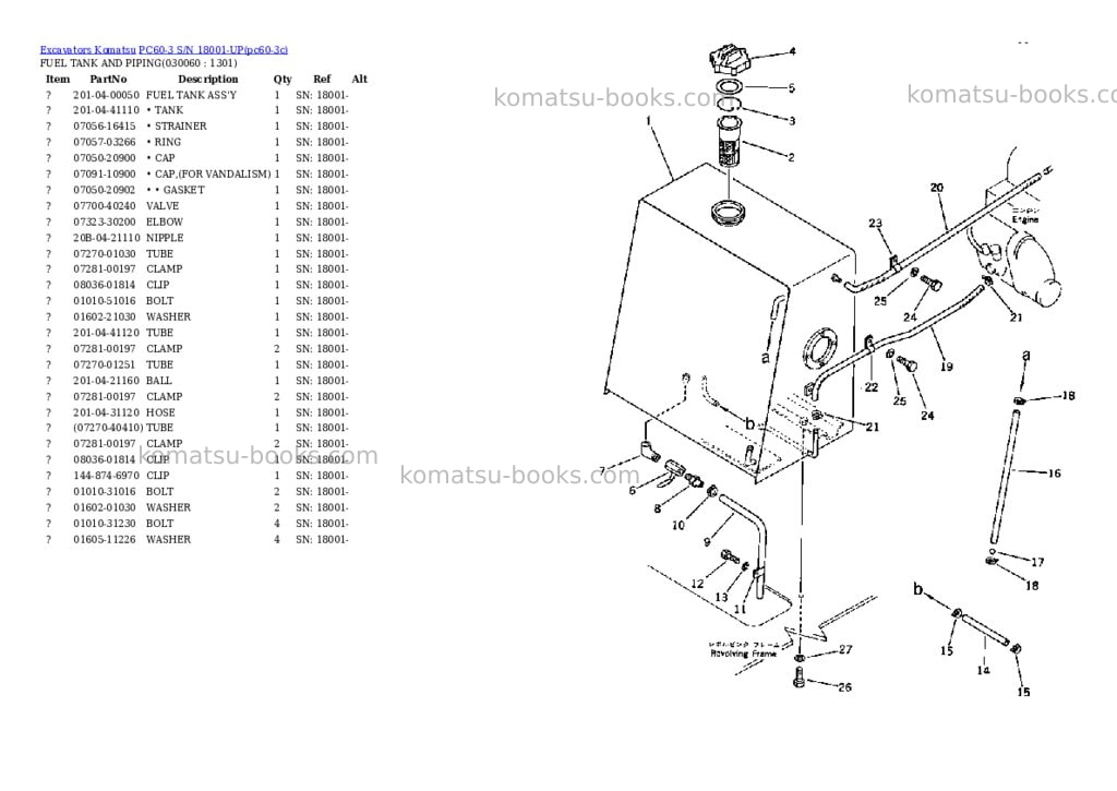 Komatsu pc60-3 s/n 18001-up Parts catalog cover Page 5
