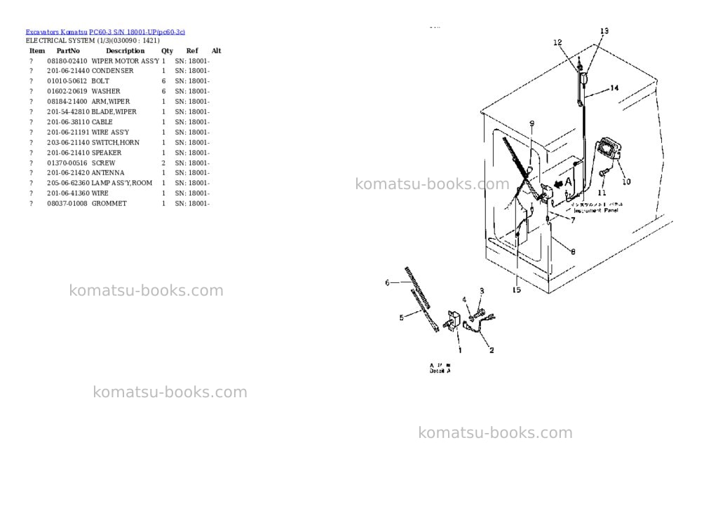 Komatsu pc60-3 s/n 18001-up Parts catalog cover Page 8