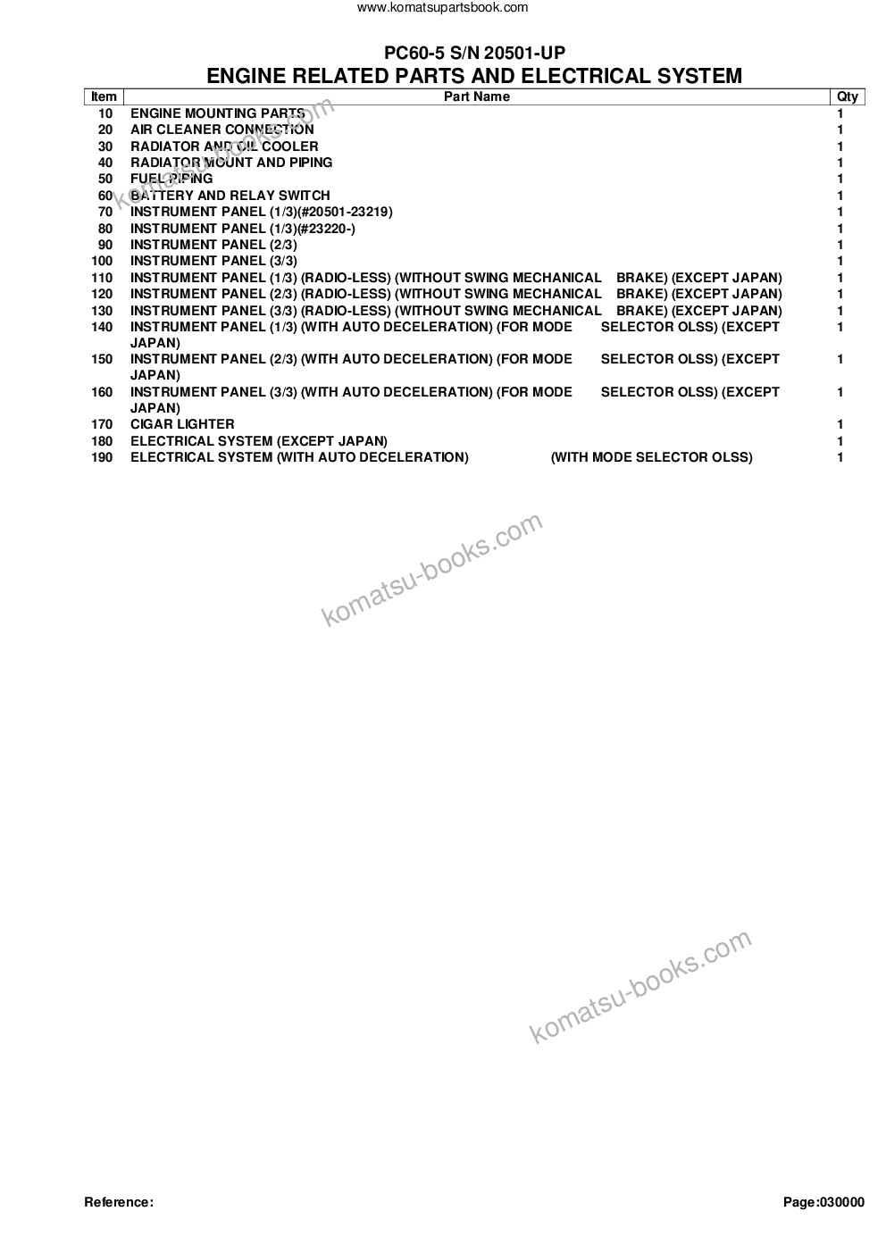 Komatsu pc60-5 s/n 20501-up Parts catalog cover Page 2