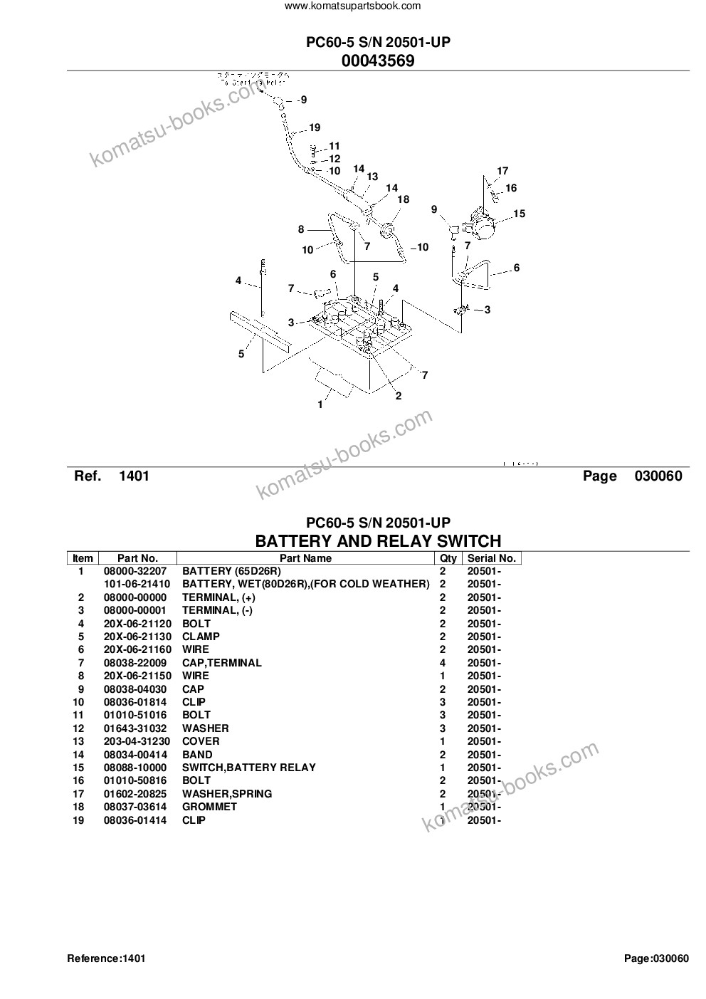 Komatsu pc60-5 s/n 20501-up Parts catalog cover Page 8