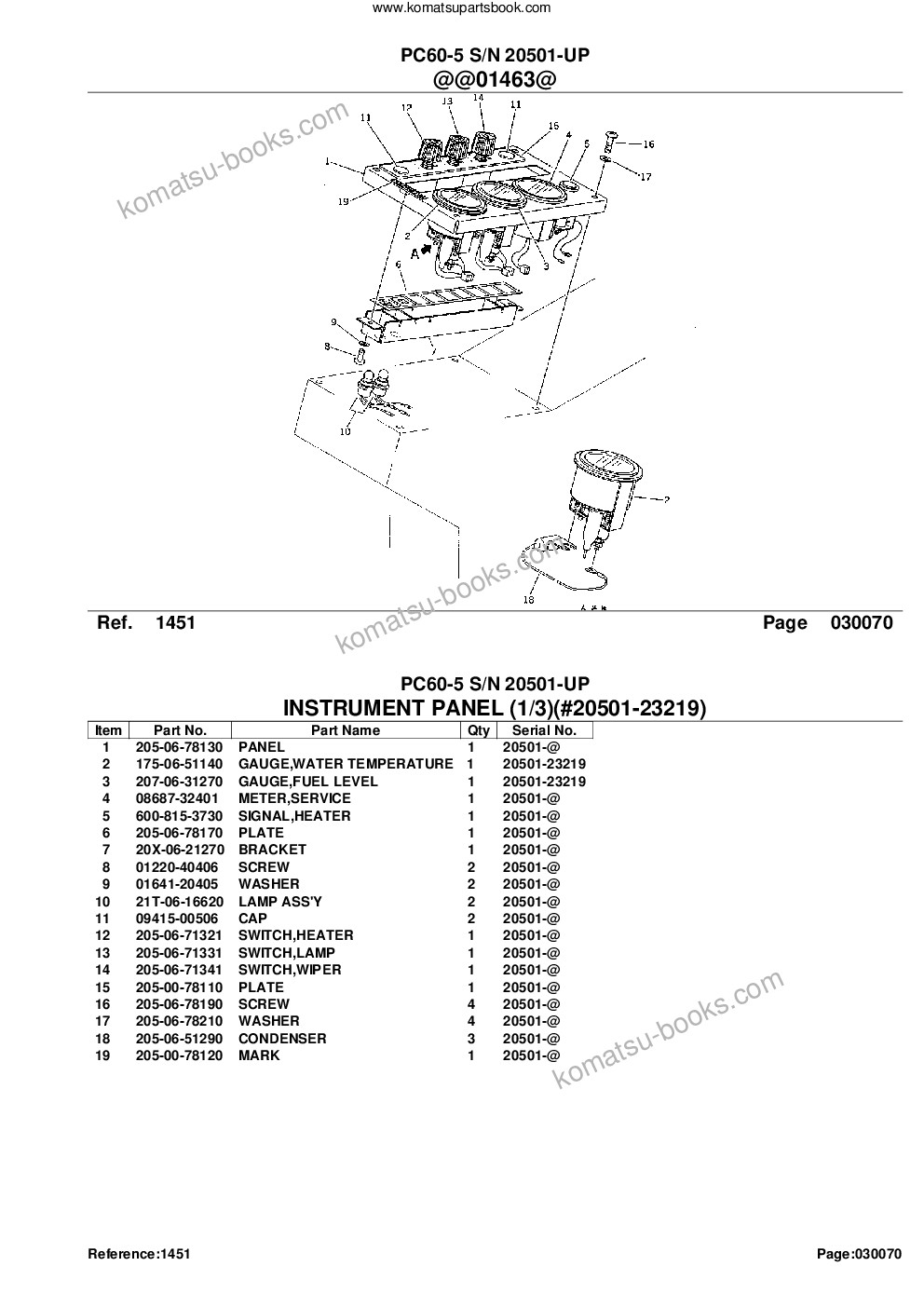 Komatsu pc60-5 s/n 20501-up Parts catalog cover Page 9