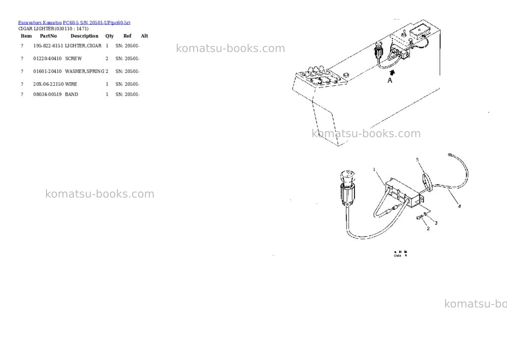 Komatsu PC60-5 S/N 20501-UP Parts catalog cover Page 10