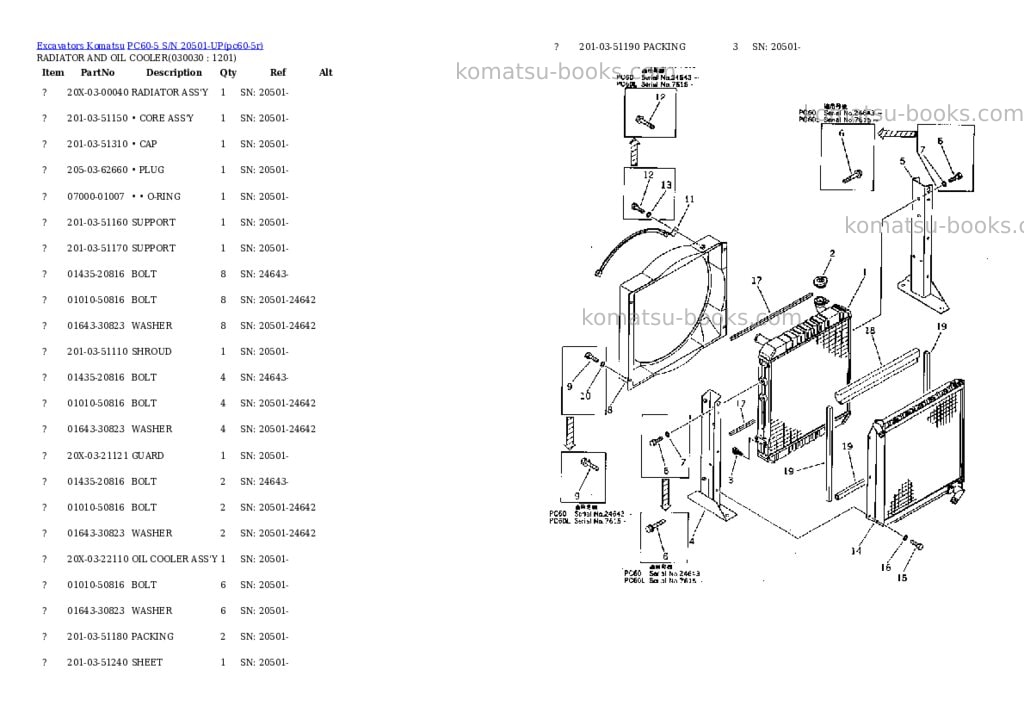 Komatsu PC60-5 S/N 20501-UP Parts catalog cover Page 2