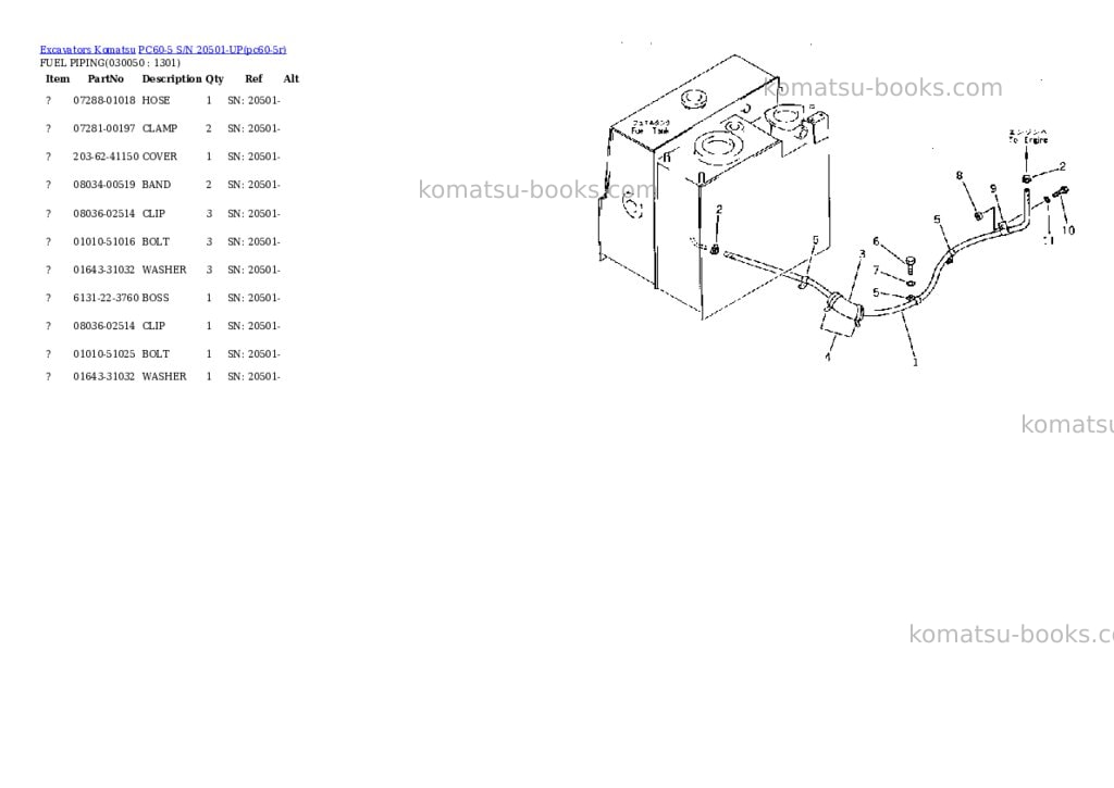 Komatsu PC60-5 S/N 20501-UP Parts catalog cover Page 4