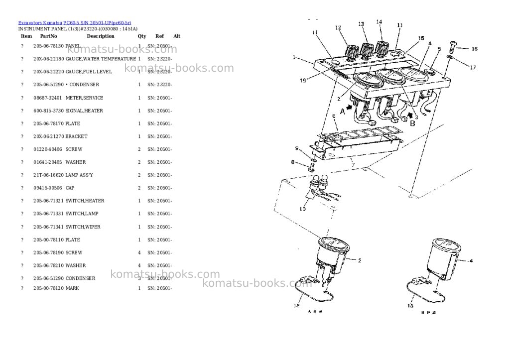Komatsu PC60-5 S/N 20501-UP Parts catalog cover Page 7