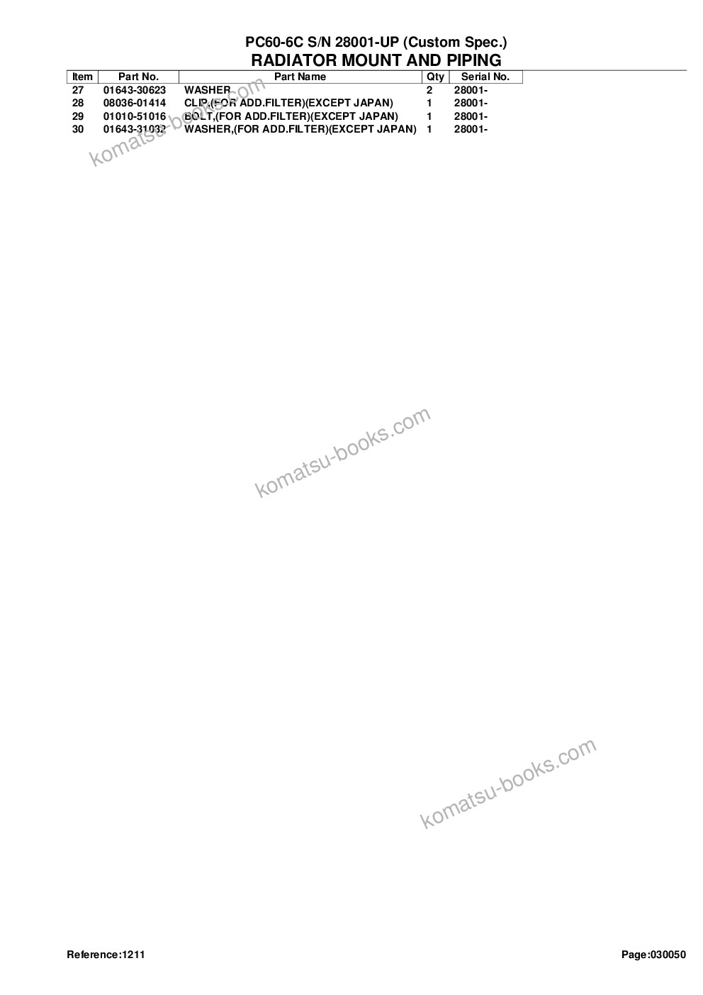 Komatsu PC60-6C S/N 28001-UP (Custom Spec.) Parts catalog cover Page 10 Komatsu PC60-6C S/N 28001-UP (Custom Spec.) Parts catalog cover Page 10