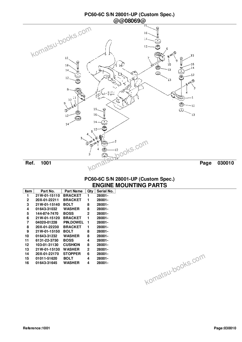 Komatsu PC60-6C S/N 28001-UP (Custom Spec.) Parts catalog cover Page 3 Komatsu PC60-6C S/N 28001-UP (Custom Spec.) Parts catalog cover Page 3