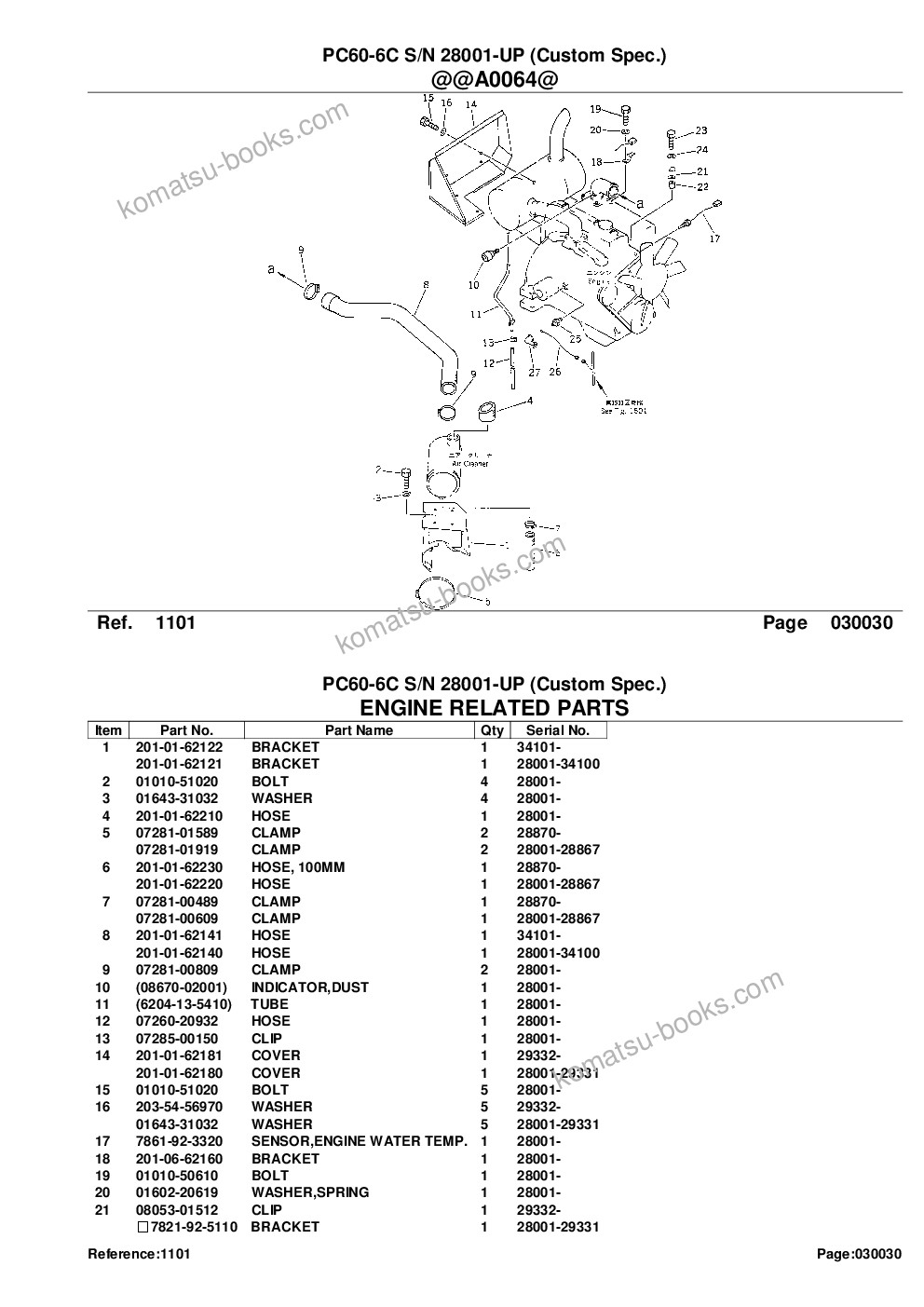 Komatsu PC60-6C S/N 28001-UP (Custom Spec.) Parts catalog cover Page 5 Komatsu PC60-6C S/N 28001-UP (Custom Spec.) Parts catalog cover Page 5