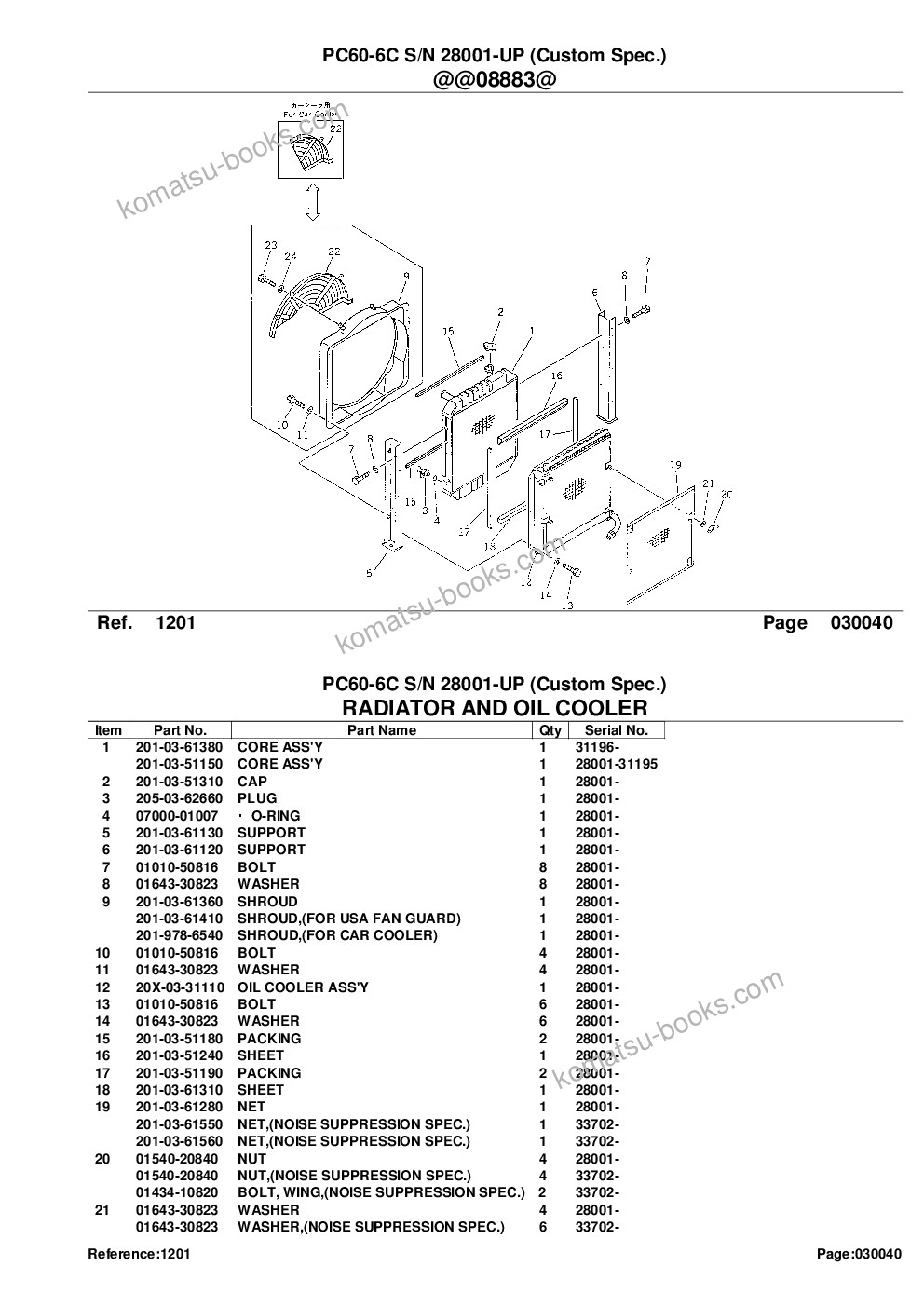 Komatsu PC60-6C S/N 28001-UP (Custom Spec.) Parts catalog cover Page 7 Komatsu PC60-6C S/N 28001-UP (Custom Spec.) Parts catalog cover Page 7