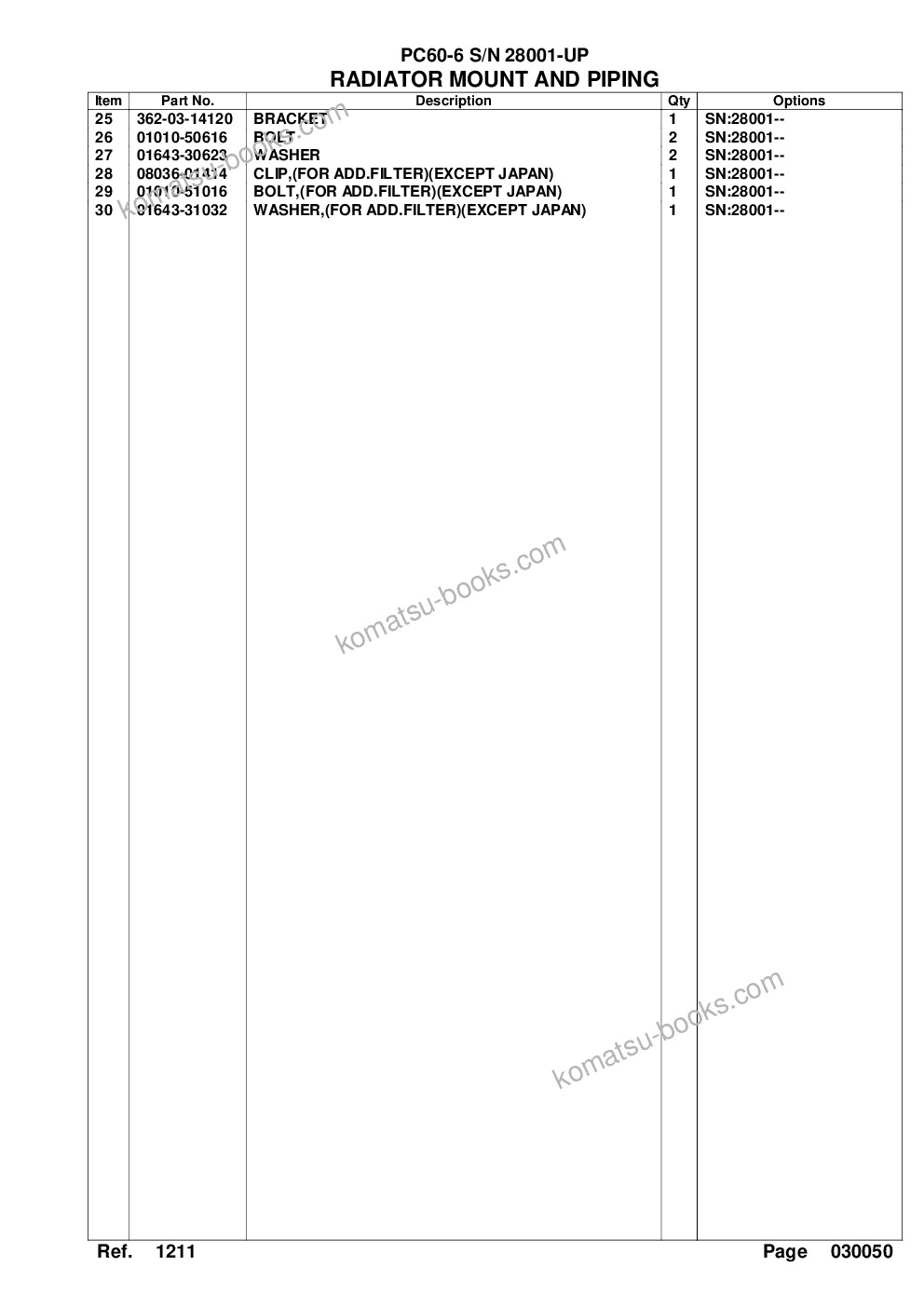 Komatsu PC60-6 S/N 28001-UP Parts catalog cover Page 10