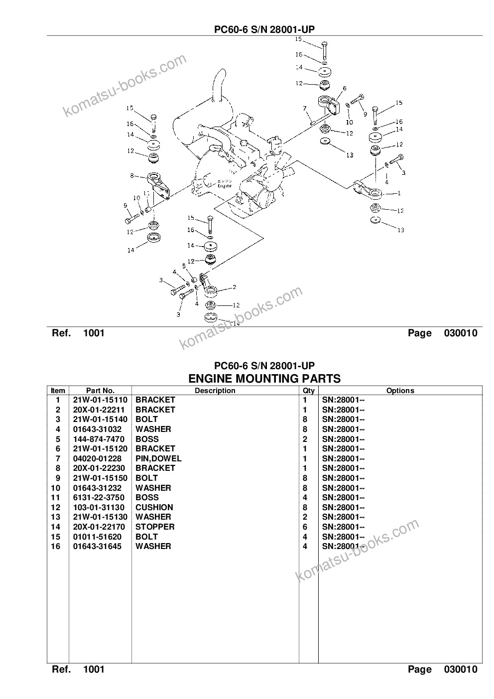 Komatsu PC60-6 S/N 28001-UP Parts catalog cover Page 3