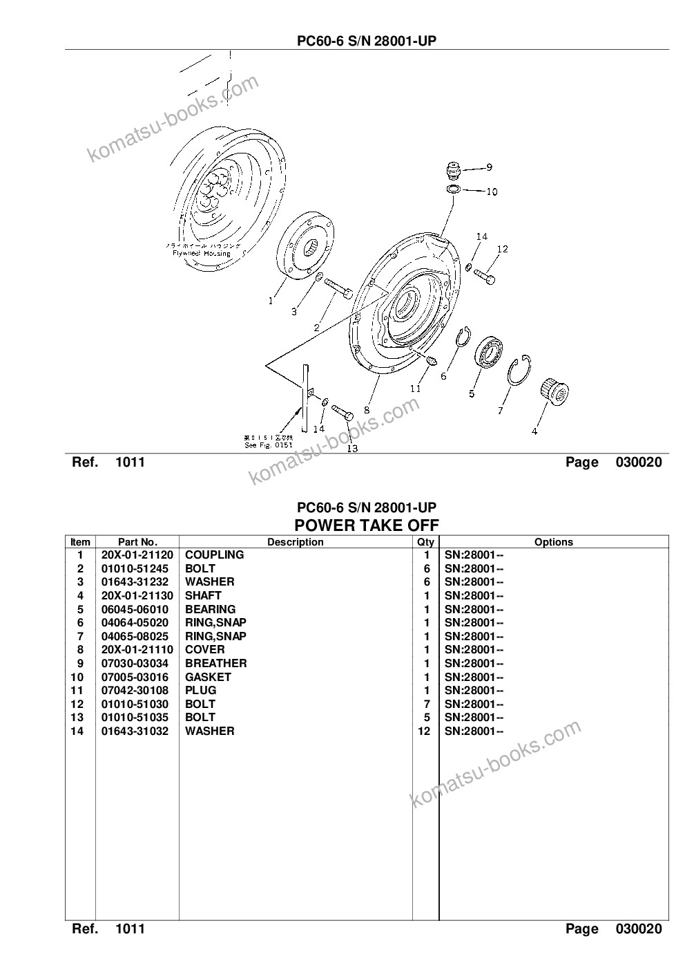 Komatsu PC60-6 S/N 28001-UP Parts catalog cover Page 4