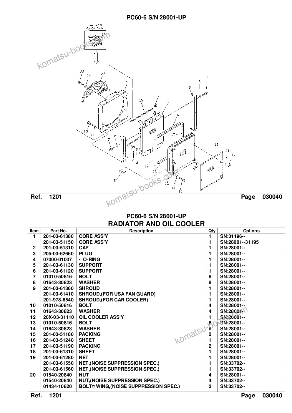 Komatsu PC60-6 S/N 28001-UP Parts catalog cover Page 7