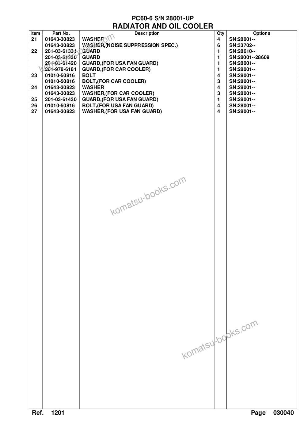 Komatsu PC60-6 S/N 28001-UP Parts catalog cover Page 8